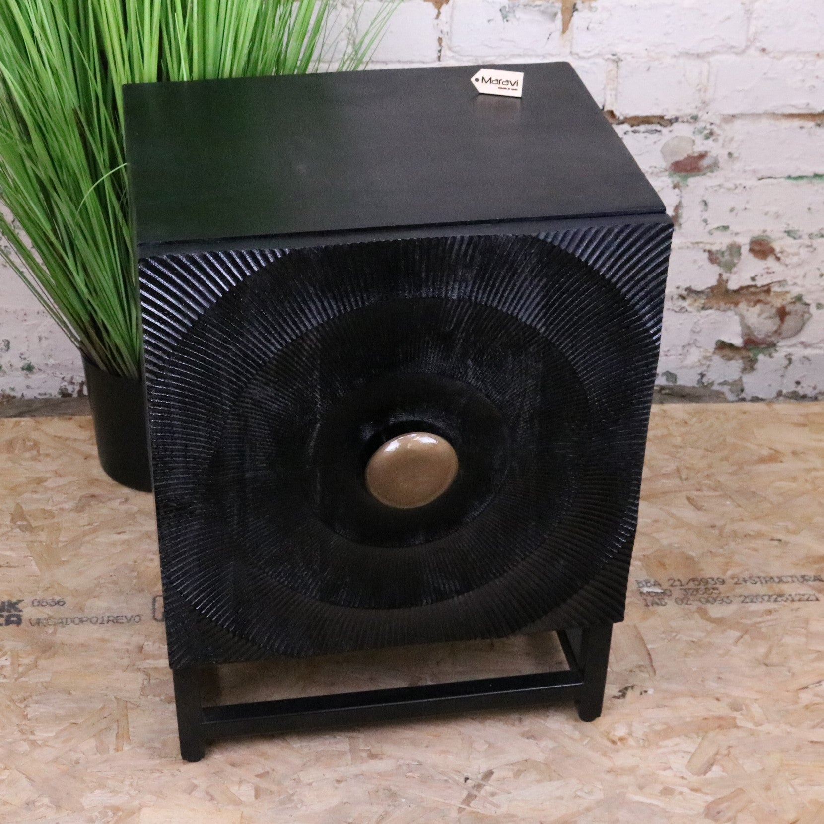 Parika Black Mango Wood Bedside Cabinet - Main Image