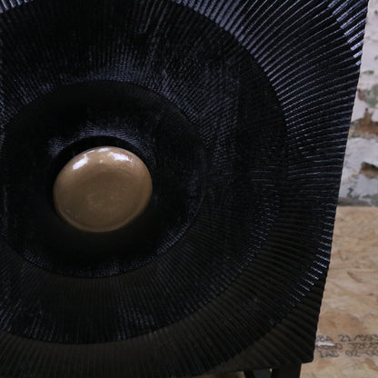 Parika Black Mango Wood Bedside Cabinet - Closeup of Door