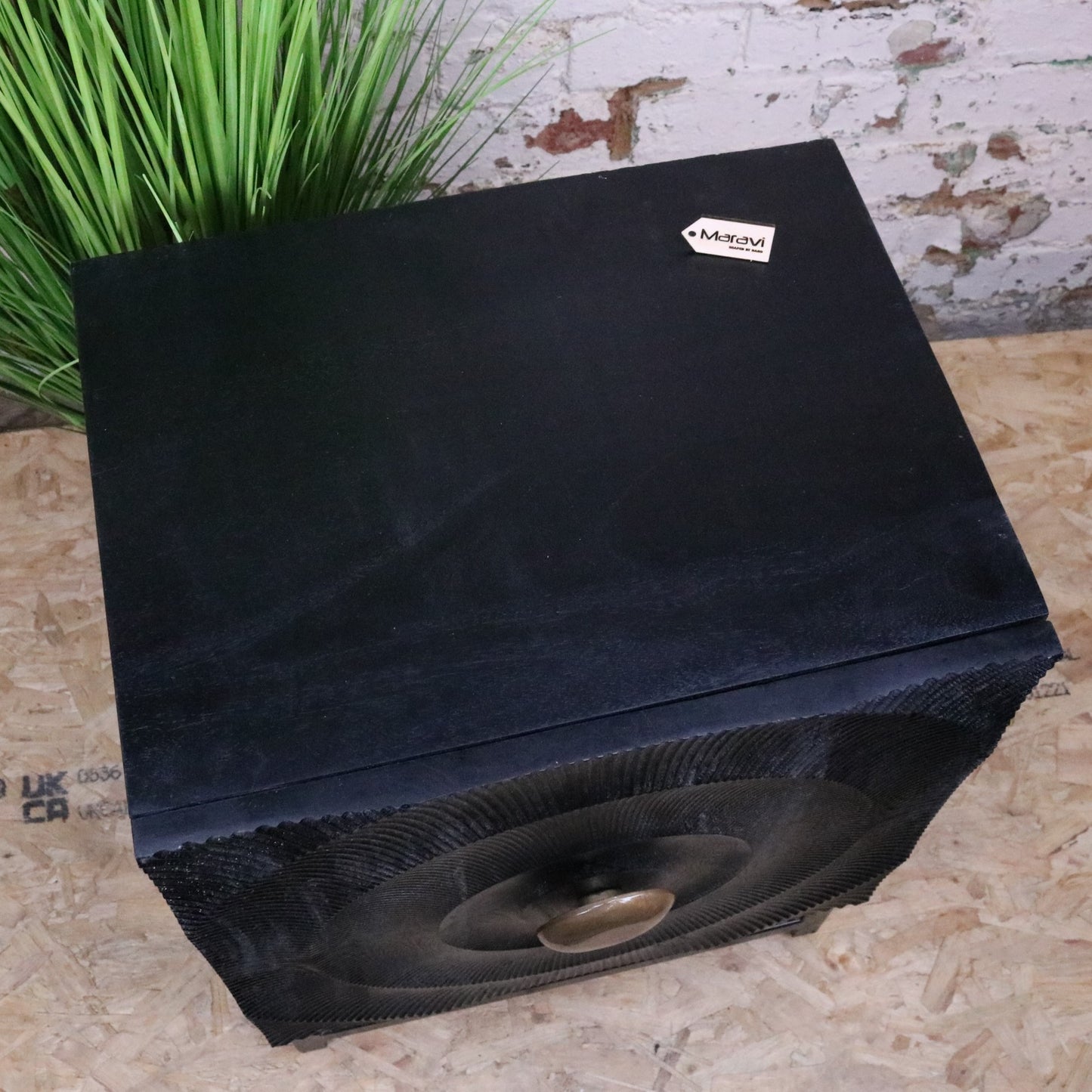 Parika Black Mango Wood Bedside Cabinet - Top View