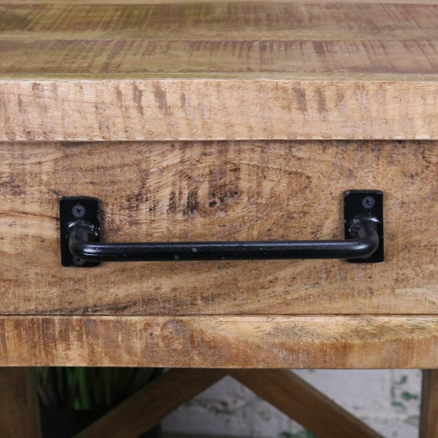 Perani Industrial Bedside Cabinet - Closeup of Drawer Handle