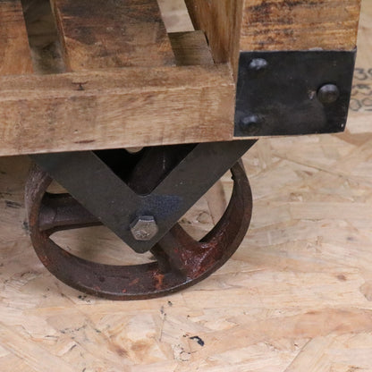 Perani Industrial Bedside Cabinet - Closeup of Wheel