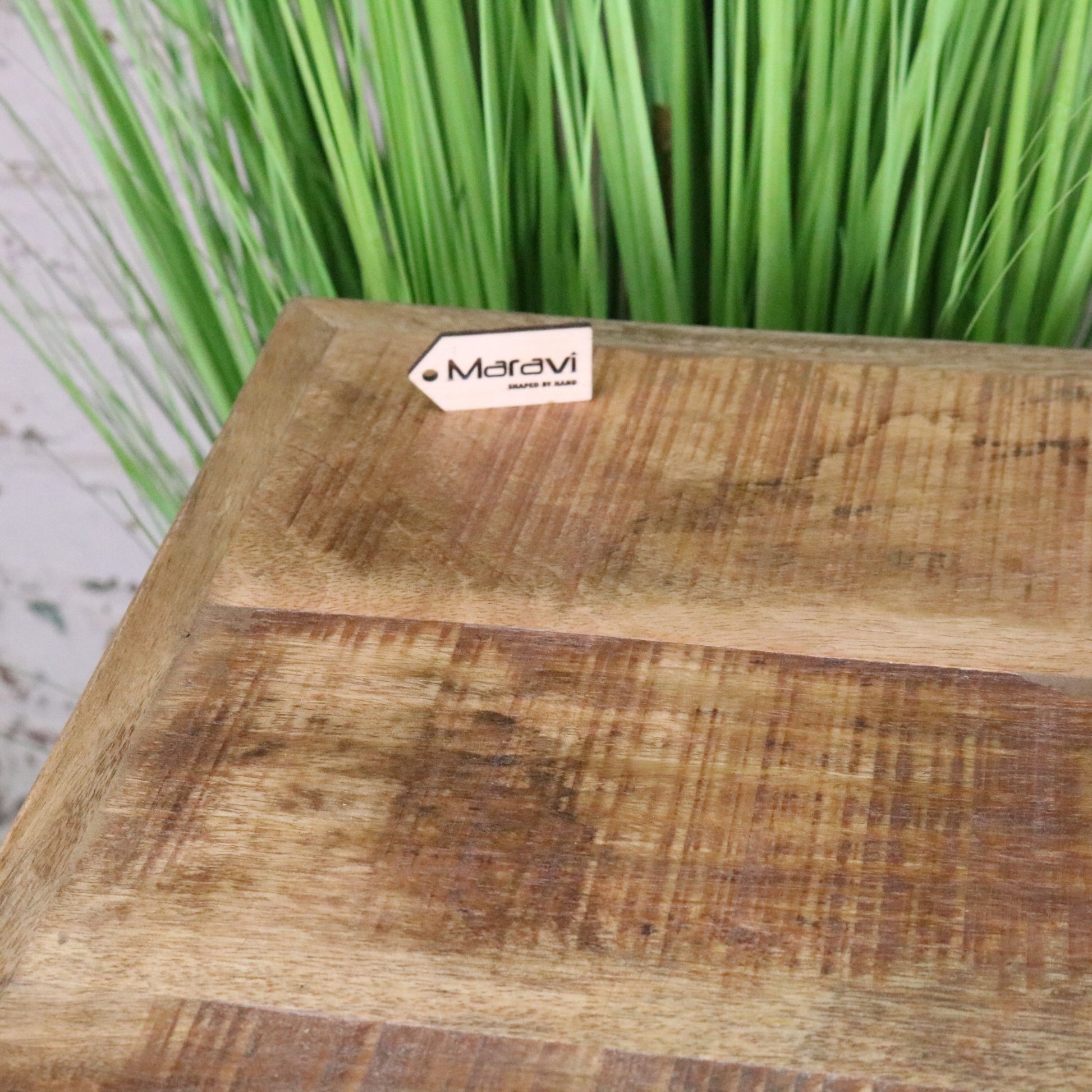 Perani Industrial Bedside Cabinet - Closeup of Woodgrain on Table Top
