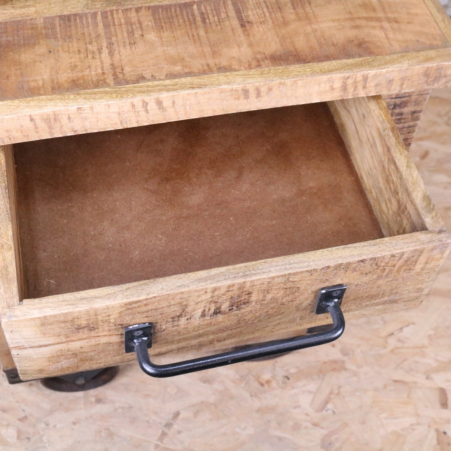 Perani Industrial Bedside Cabinet - Drawer Open