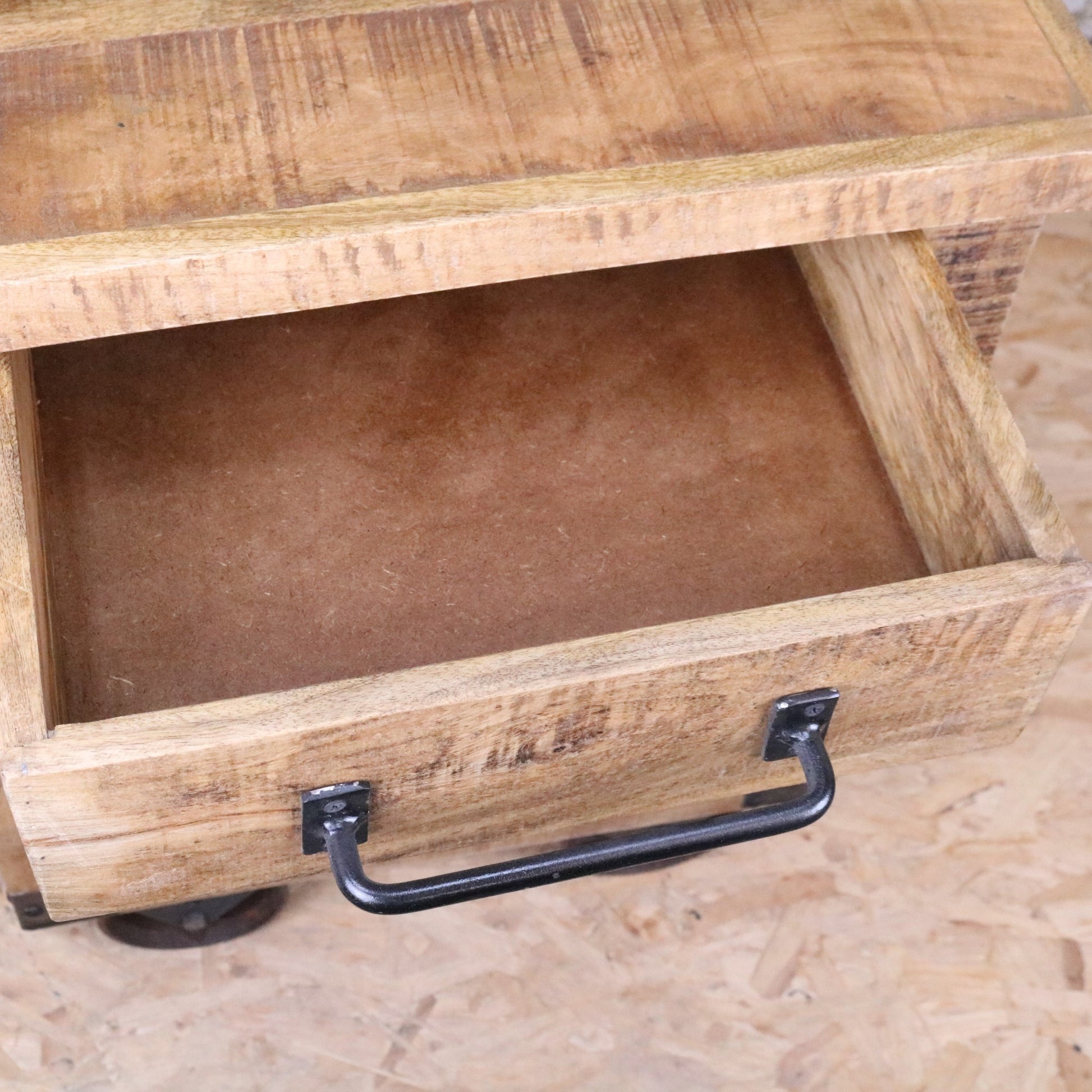 Perani Industrial Bedside Cabinet - Drawer Open