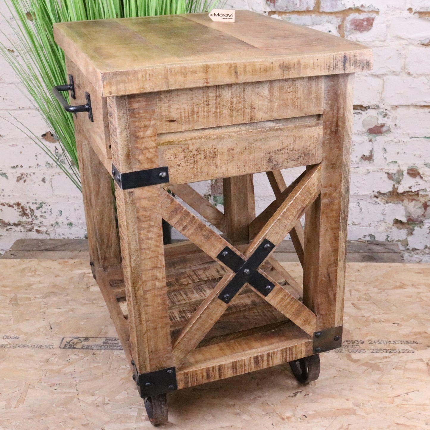 Perani Industrial Bedside Cabinet - Side View