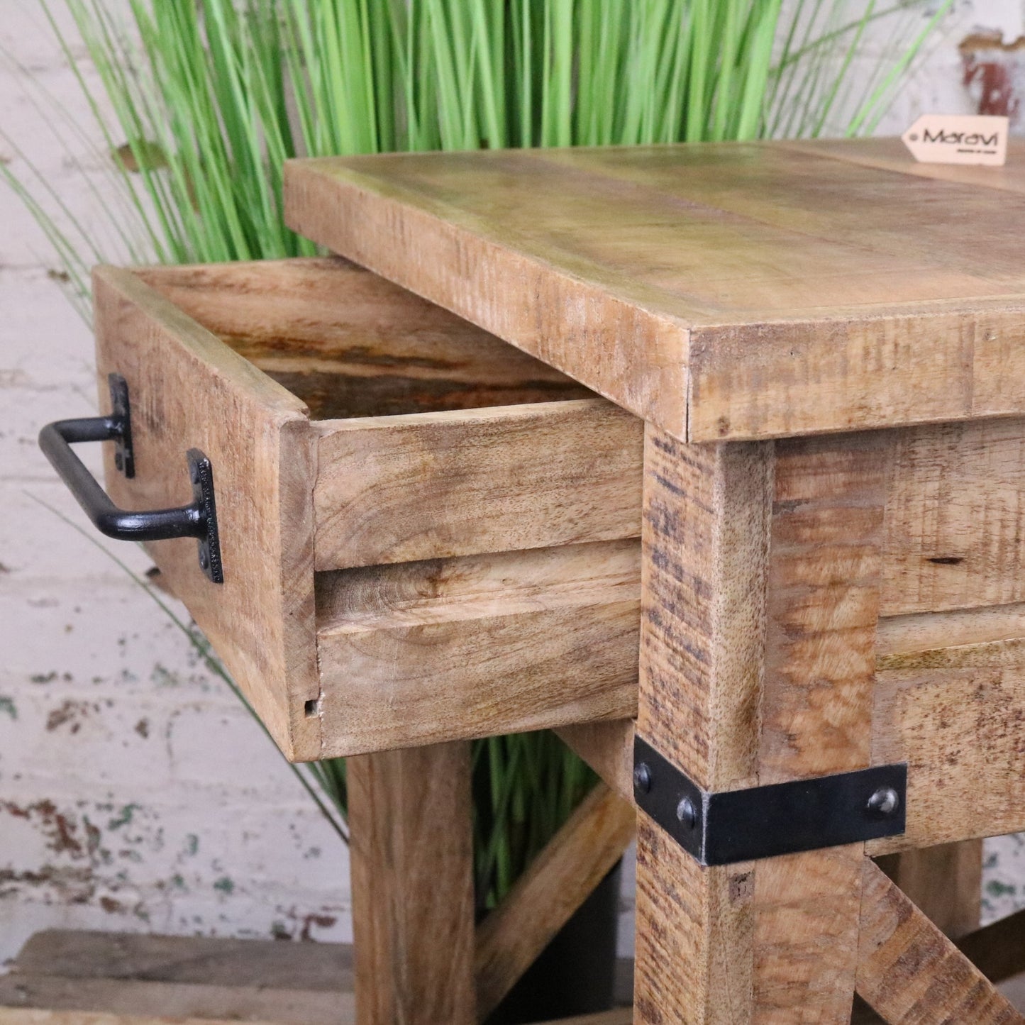 Perani Industrial Bedside Cabinet - Drawer Open
