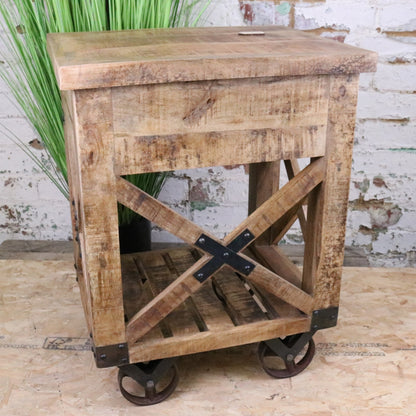 Perani Industrial Bedside Cabinet - Rear View