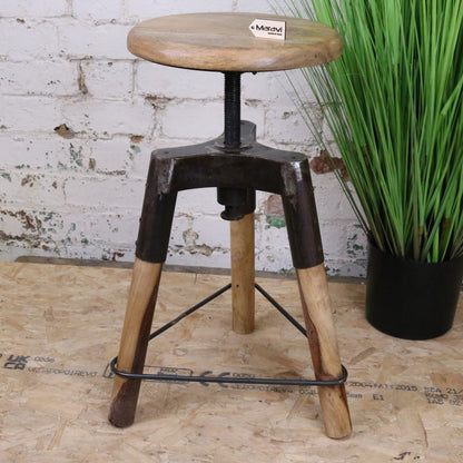 Raveta Adjustable Industrial Stool - Front View