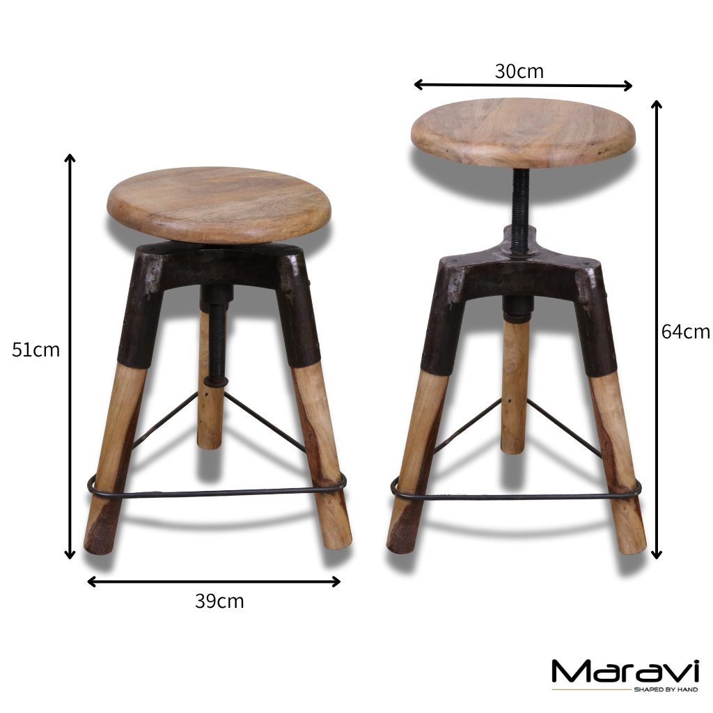 Raveta Adjustable Industrial Stool -Dimensions
