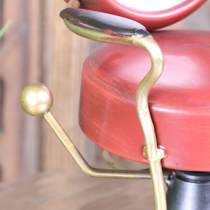 Retro Barber Clock Red Hairdressing Chair - Closeup of Gold Detailing