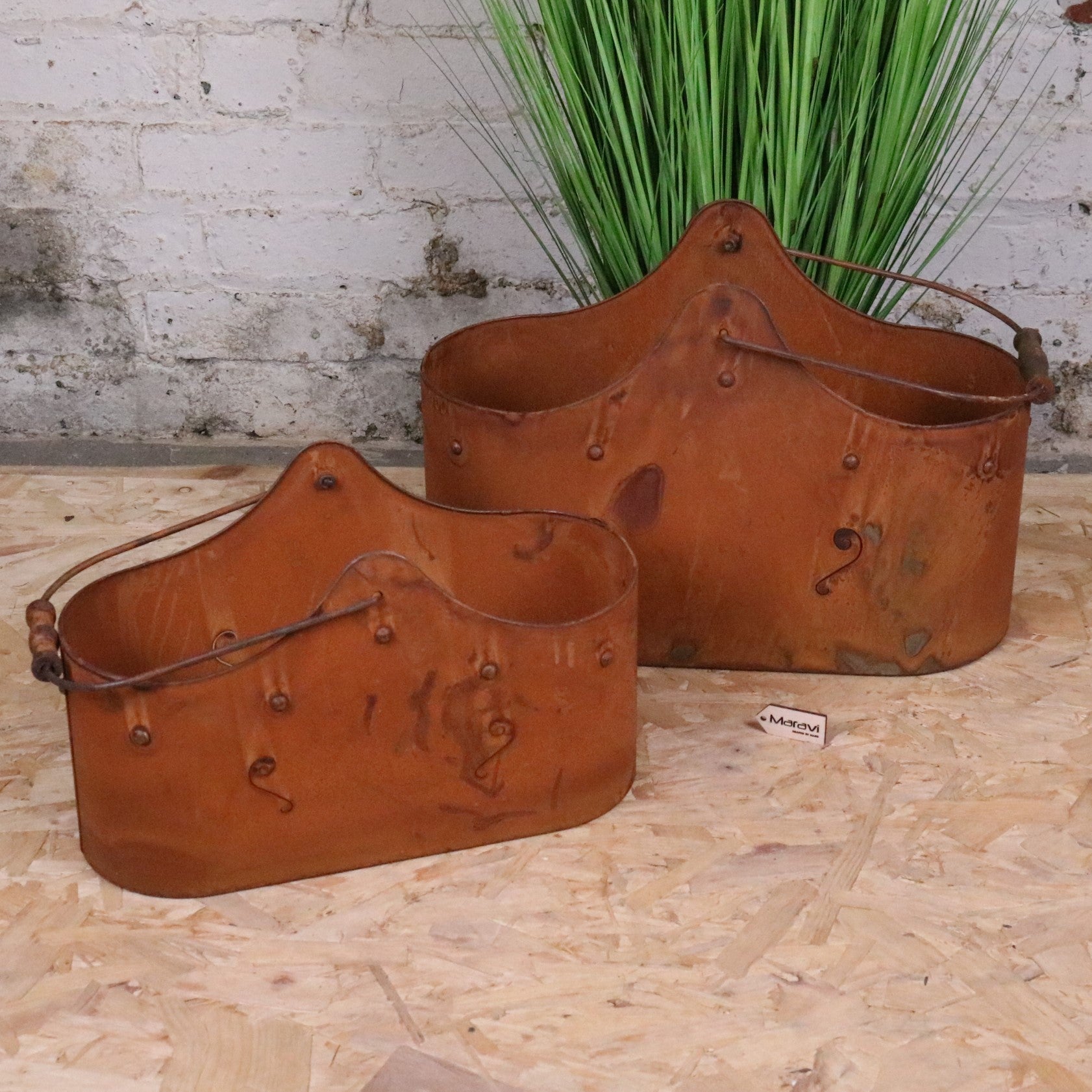 Rohira Basket Style Rusty Planters Set of 2 - Main Image