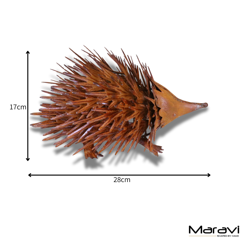 Rousel Hedgehog Rusty Garden Ornament - Dimensions
