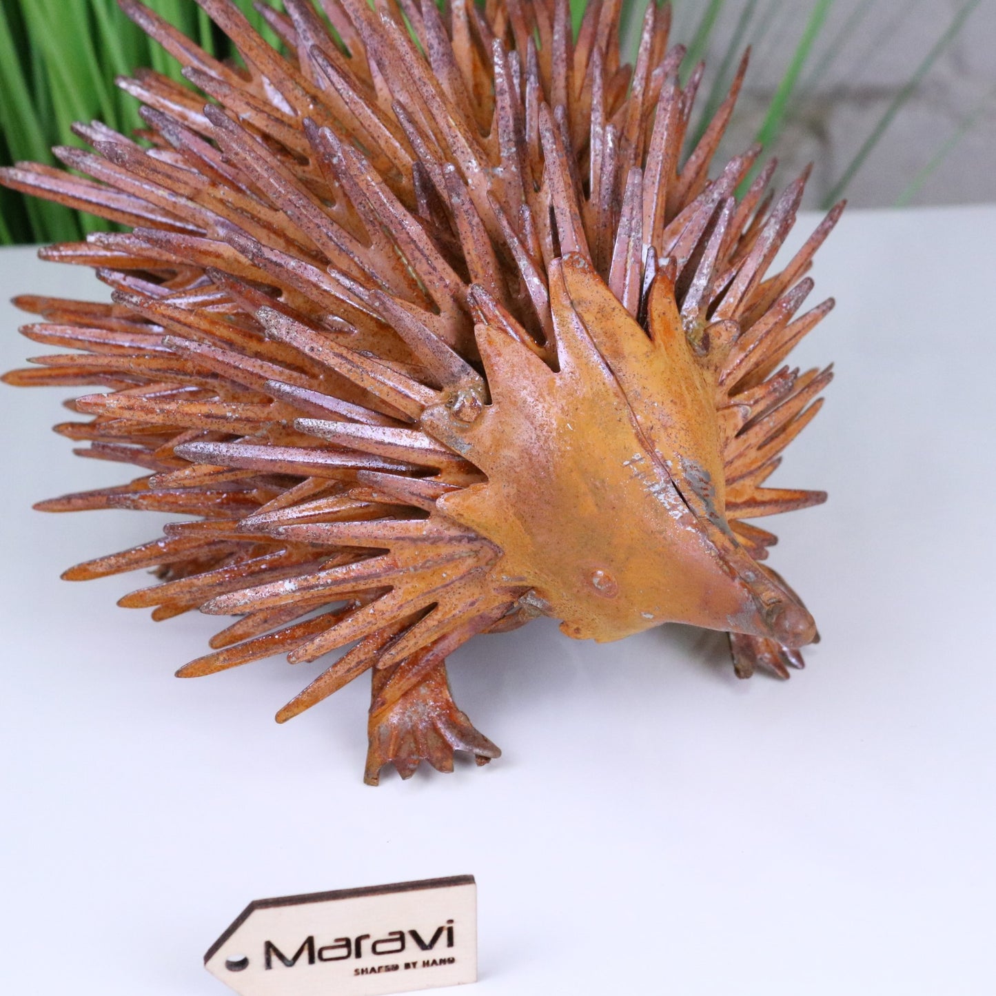 Rousel Hedgehog Rusty Garden Ornament - Front View