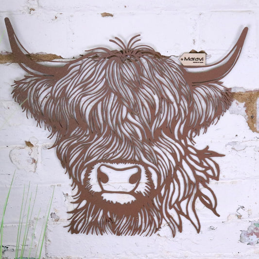 Rustic Metal Highland Cow Wall Art - Main Image