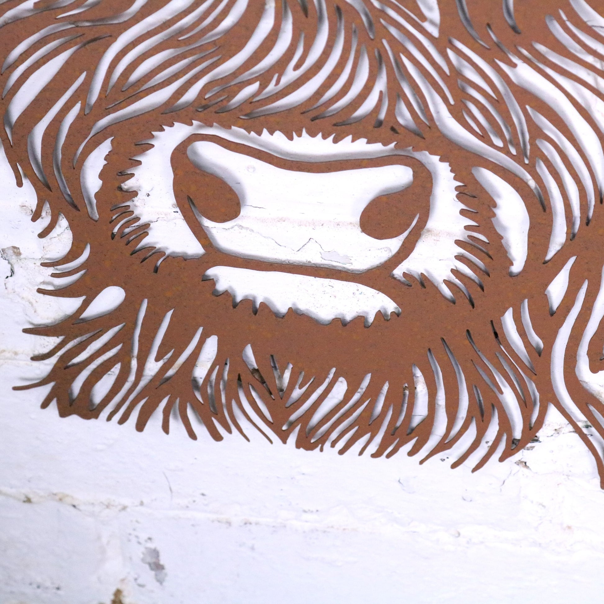 Rustic Metal Highland Cow Wall Art - Closeup of Mouth