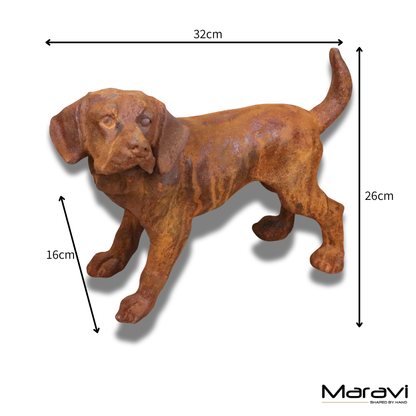 Rusty Dog Garden Ornament 32cm - Dimensions