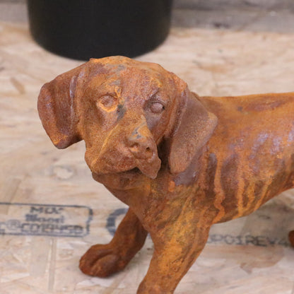Rusty Dog Garden Ornament 32cm - Closeup of Head