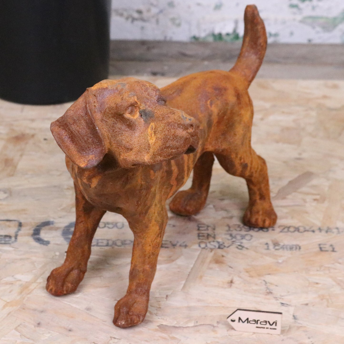 Rusty Dog Garden Ornament 32cm - Front View