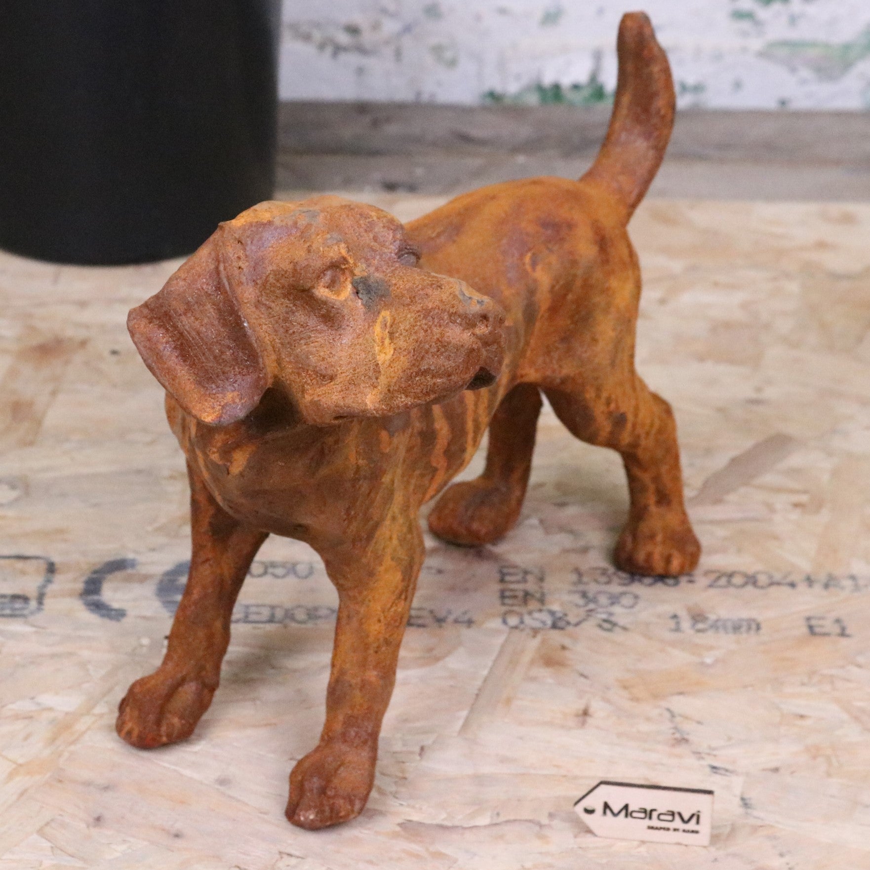 Rusty Dog Garden Ornament 32cm - Front View