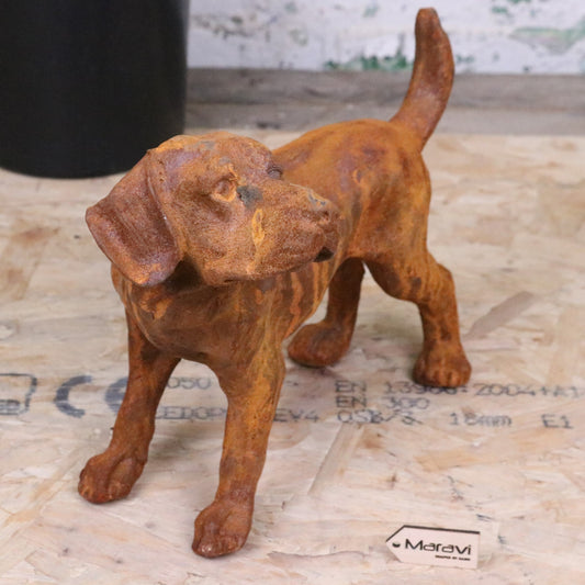 Rusty Dog Garden Ornament 32cm - Front View