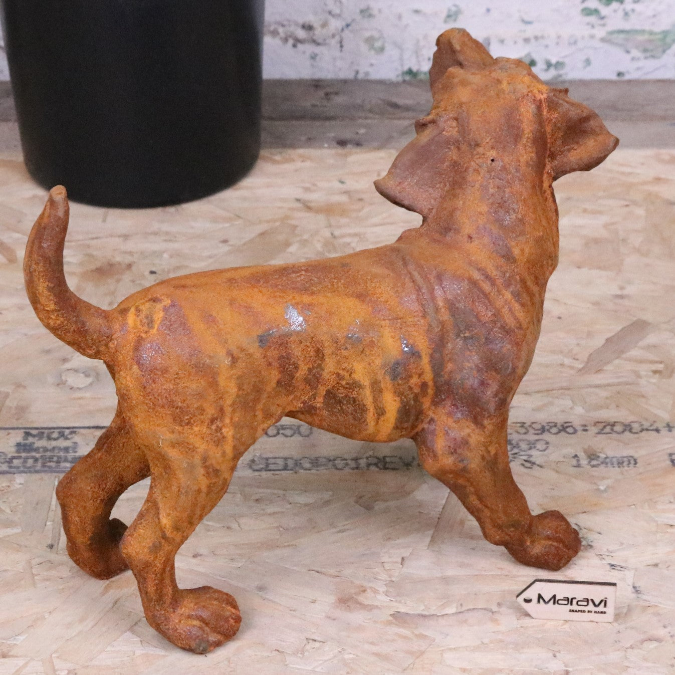 Rusty Dog Garden Ornament 32cm - Side View