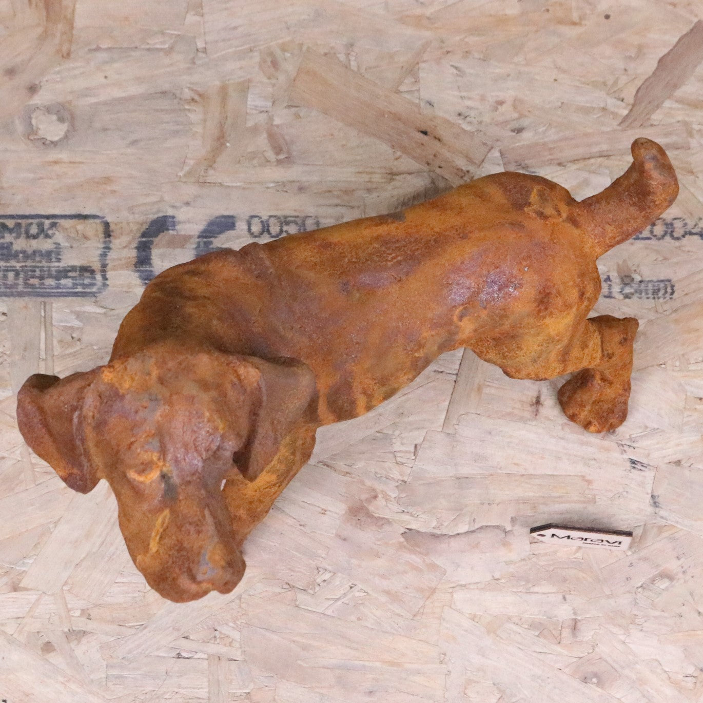 Rusty Dog Garden Ornament 32cm - Top View