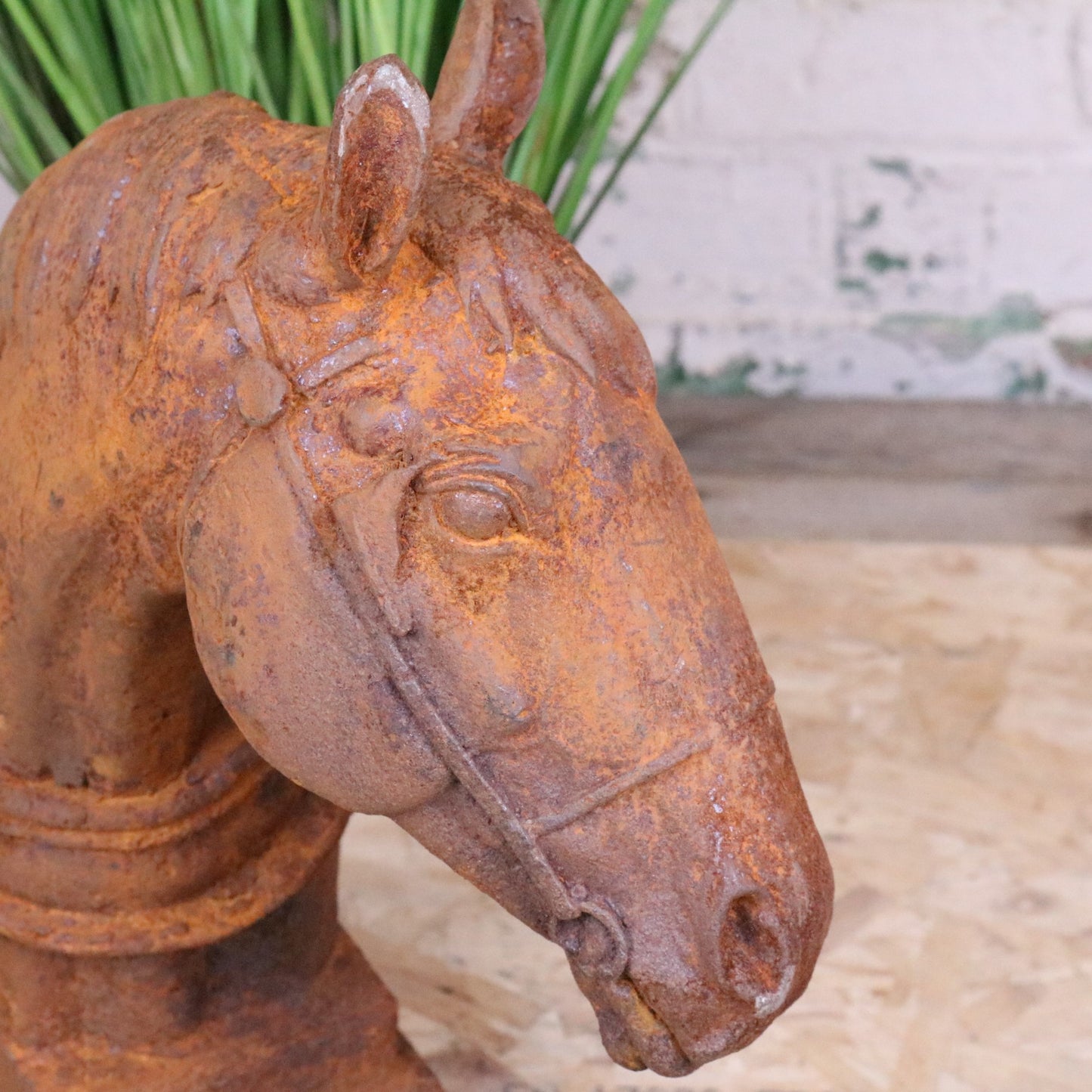 Rusty Horse Head Garden Ornament 45cm - Closeup of Eyes and Nose