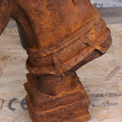 Rusty Horse Head Garden Ornament 45cm - Closeup Head and Base Join