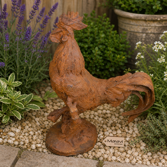Rusty Rooster Garden Ornament 53cm - Lifestyle Images