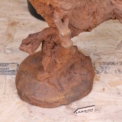 Rusty Rooster Garden Ornament 53cm - Closeup of Base
