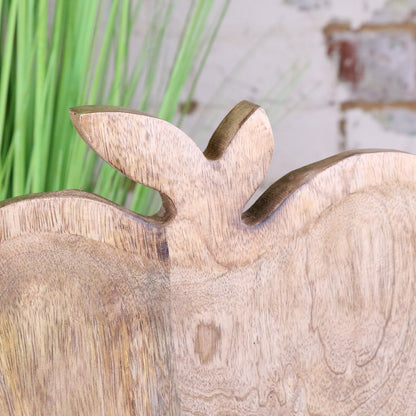 Saif Apple Shaped Tray Mango Wood - Closeup of Stem