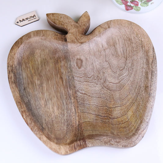 Saif Apple Shaped Tray Mango Wood - Top View