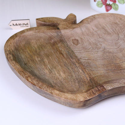 Saif Apple Shaped Tray Mango Wood - Side View