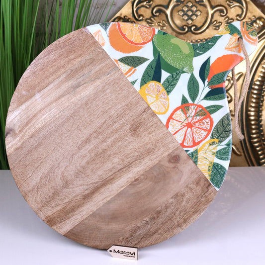 Saitras Round Chopping Board 48cm Enamel Citrus Design - Main Image