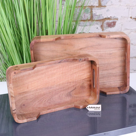 Saketa Wooden Tray Set Acacia Wood - Main Image