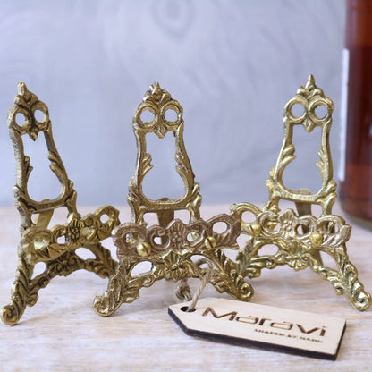 Saramati Set of 3 Mini Brass Easels - Showing Easels Empty