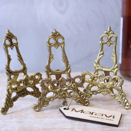 Saramati Set of 3 Mini Brass Easels - Showing Easels Empty