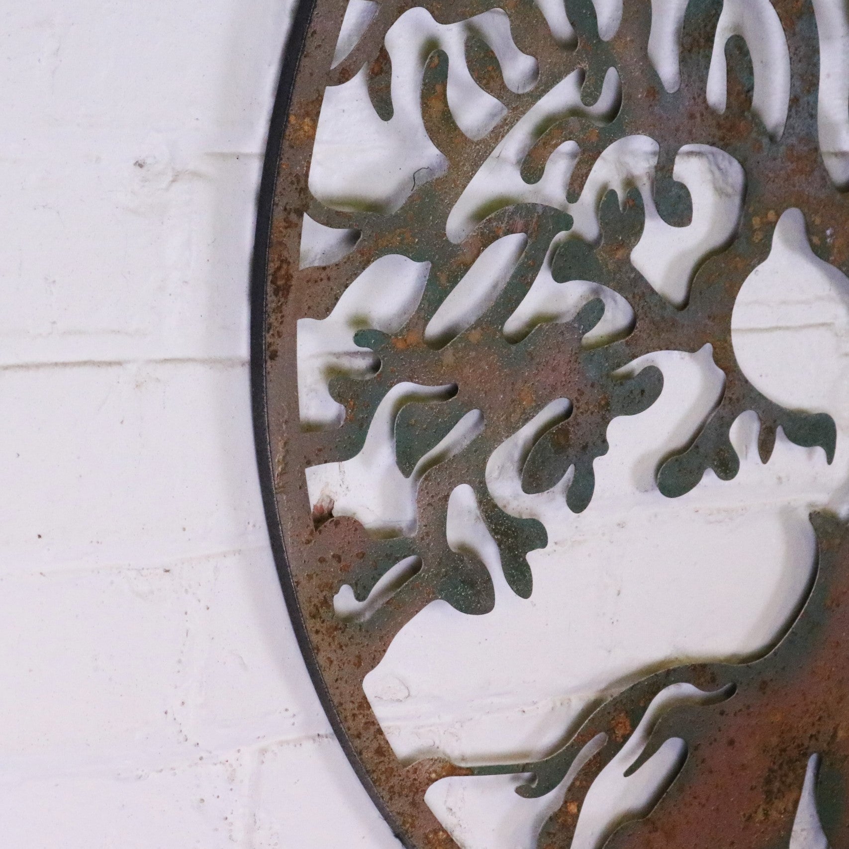 Sarvani Tree Metal Garden Wall Art 80cm - Closeup of Edge