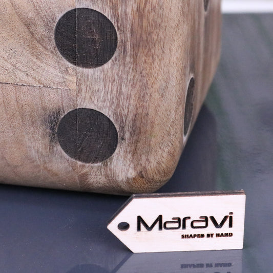 Selora Wooden Dice Door Stop - Closeup of Corner