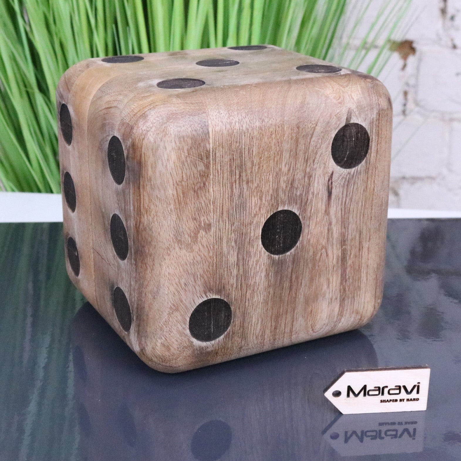 Selora Wooden Dice Door Stop - Front View