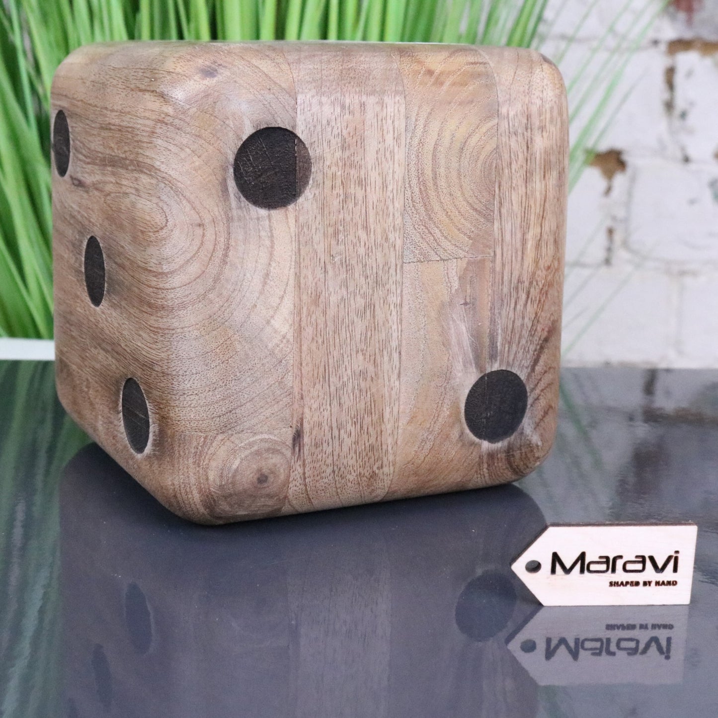 Selora Wooden Dice Door Stop - Side View
