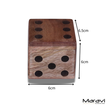 Selora Wooden Dice Set with Holder Dimensions