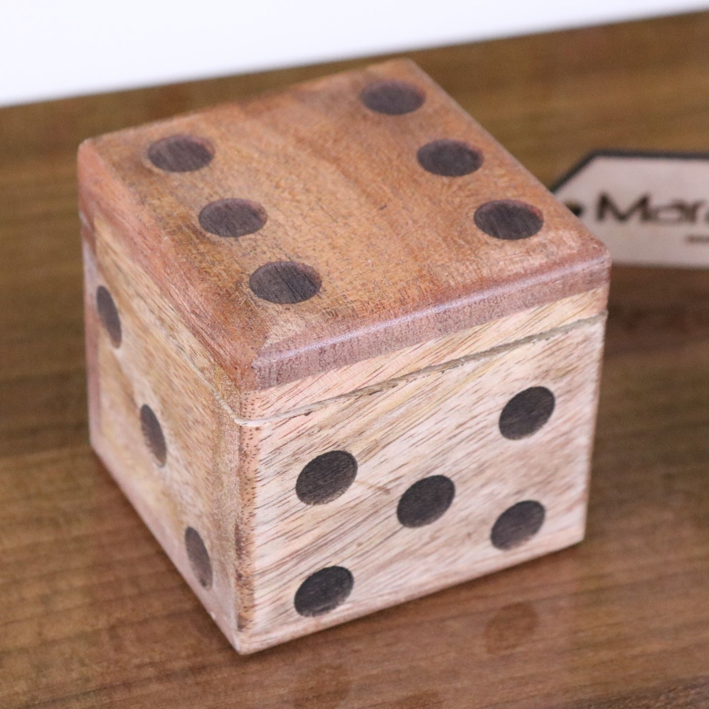 Selora Wooden Dice Set with Holder - Closeup of Holder
