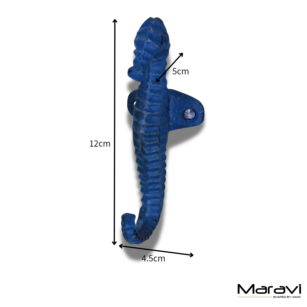 Set of 3 Seahorse Coat Hook - Dimensions