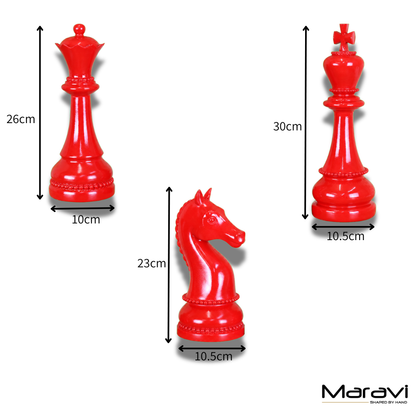 Shatranj Set of 3 Large Chess Piece Ornaments - Dimensions