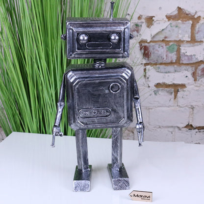 Silver Robot Ornament Springy Rectangular Bobble Head
