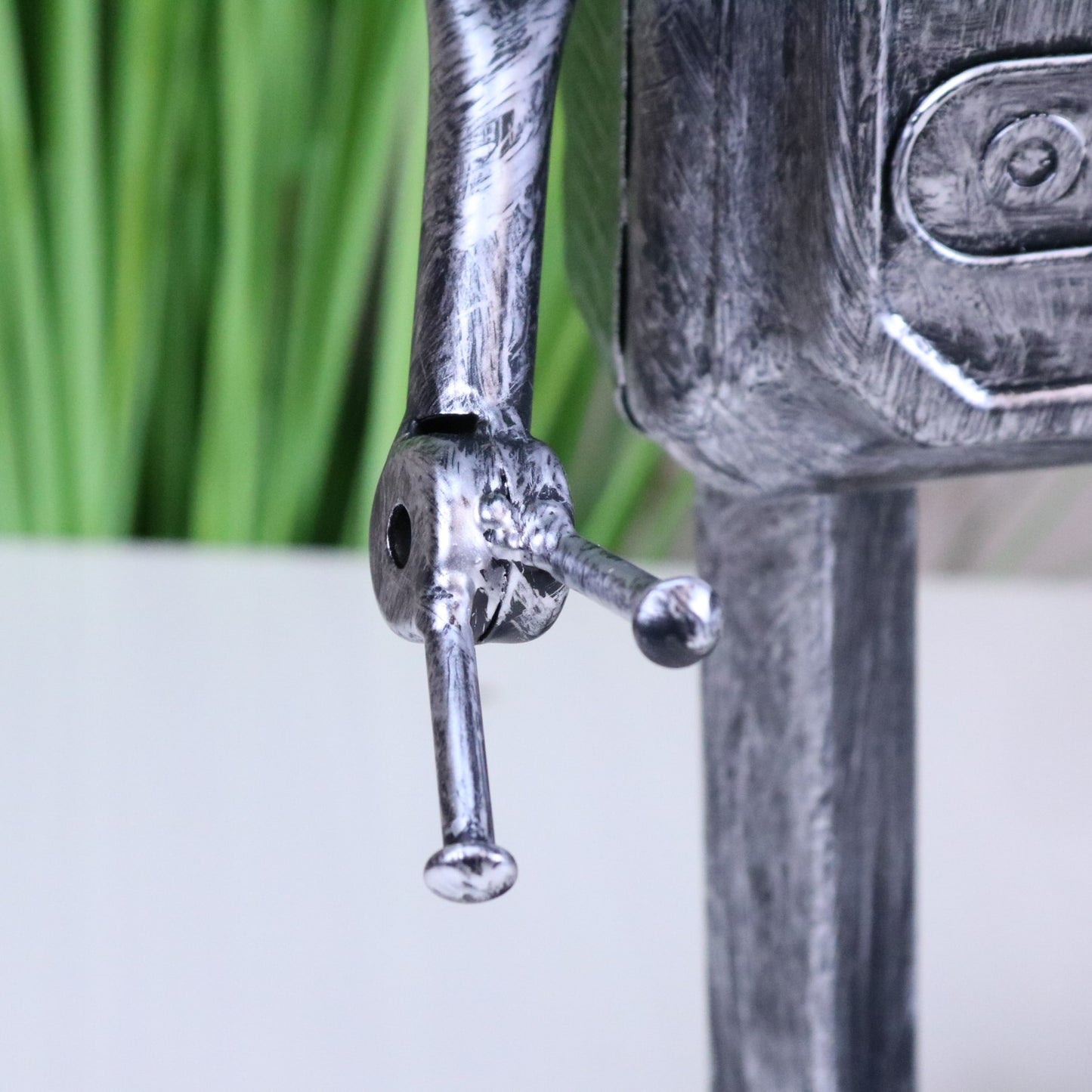 Silver Robot Ornament Springy Rectangular Bobble Head