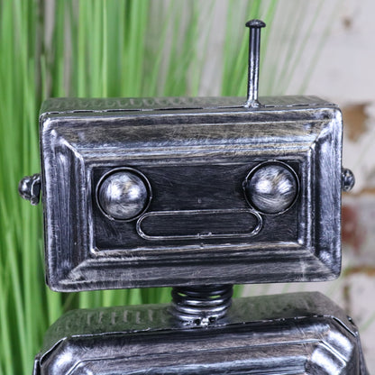 Silver Robot Ornament Springy Rectangular Bobble Head
