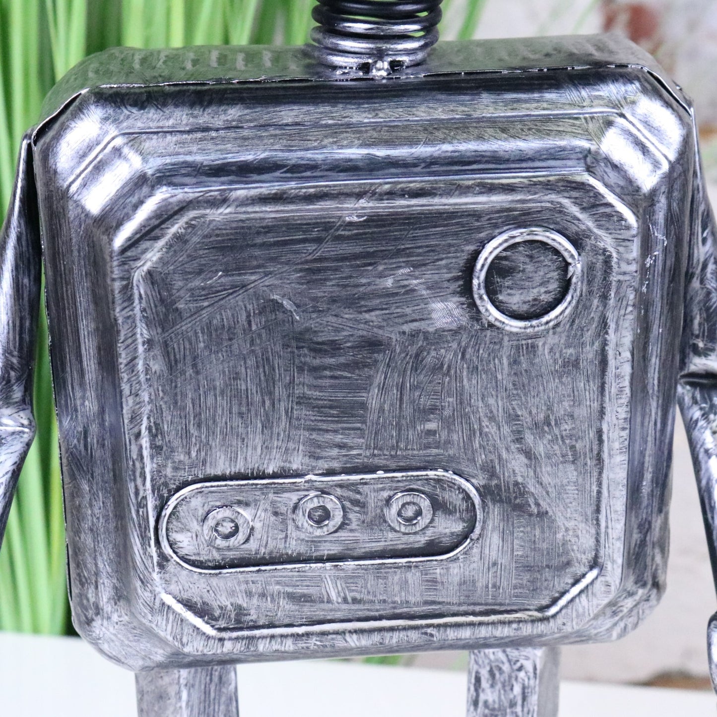 Silver Robot Ornament Springy Rectangular Bobble Head