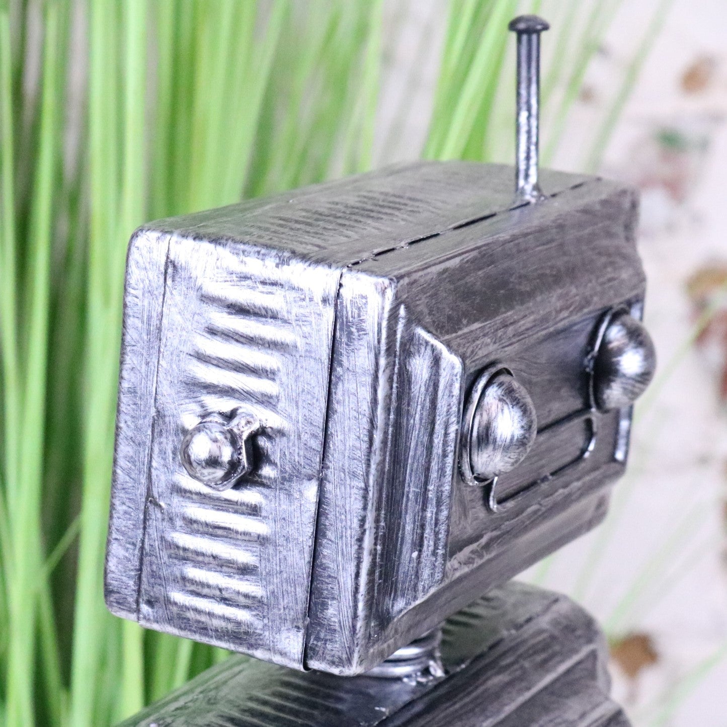 Silver Robot Ornament Springy Rectangular Bobble Head